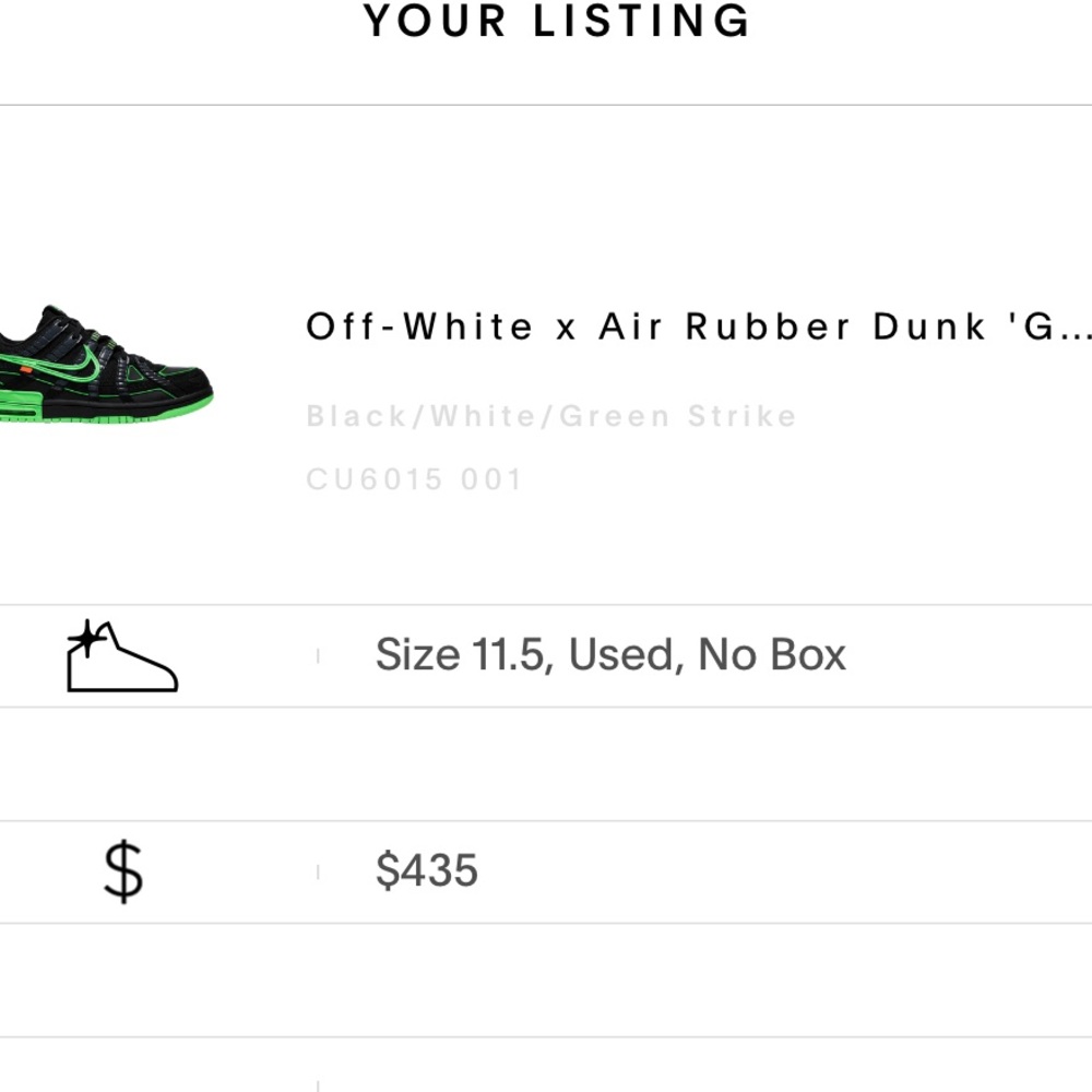 Nike Off White X Air Rubber Dunk “Green Strike”